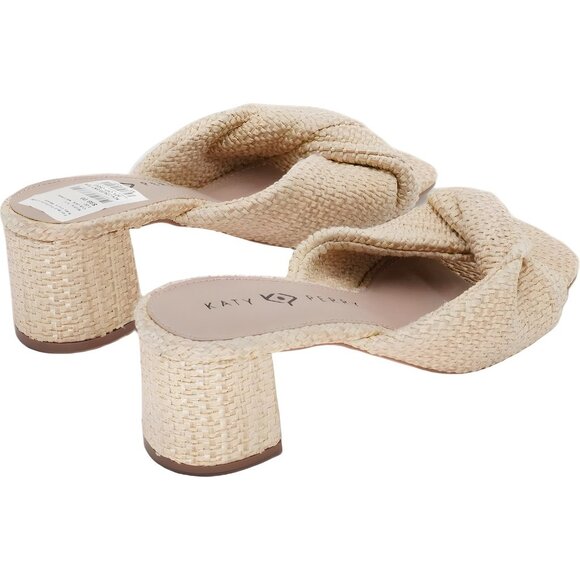 Katy Perry Tooliped Twisted Block Heel Slide Sandals Natural Women's US 9.5M - Picture 3 of 6